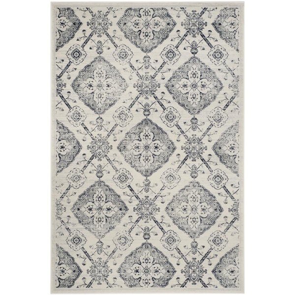 Flowers First 4 x 6 ft. Carnegie Power Loomed Area Rug, Cream & Light Grey - Small Rectangle FL2115282